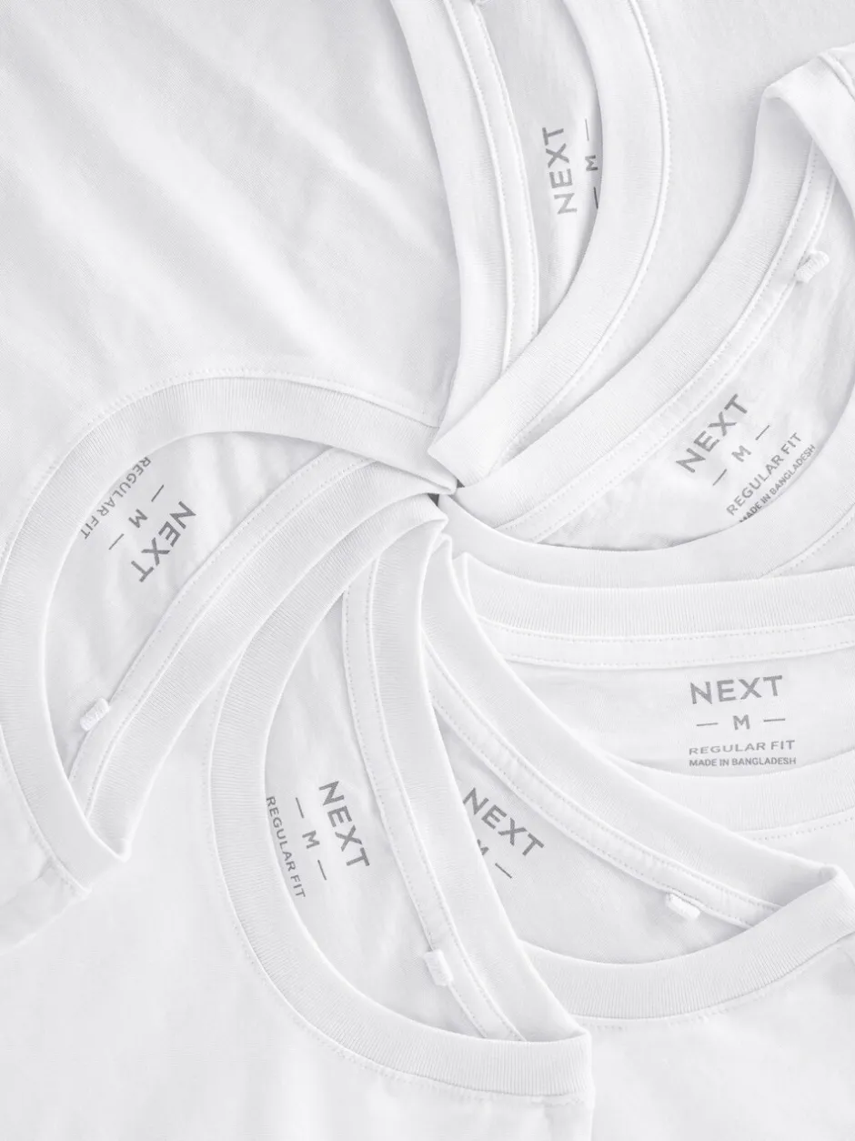 T-Shirts En Hemden*Next Wit - Normale Pasvorm - Essential katoenen T-shirts verpakking van 6
