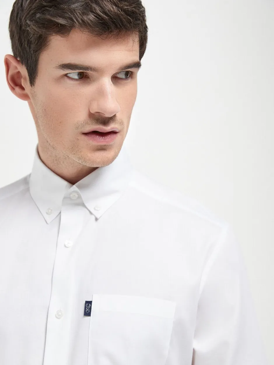 Formele Overhemden|Shirts|Next Wit - Normale Pasvorm - Gemakkelijk te strijken Oxford overhemd met doorlopende knopen