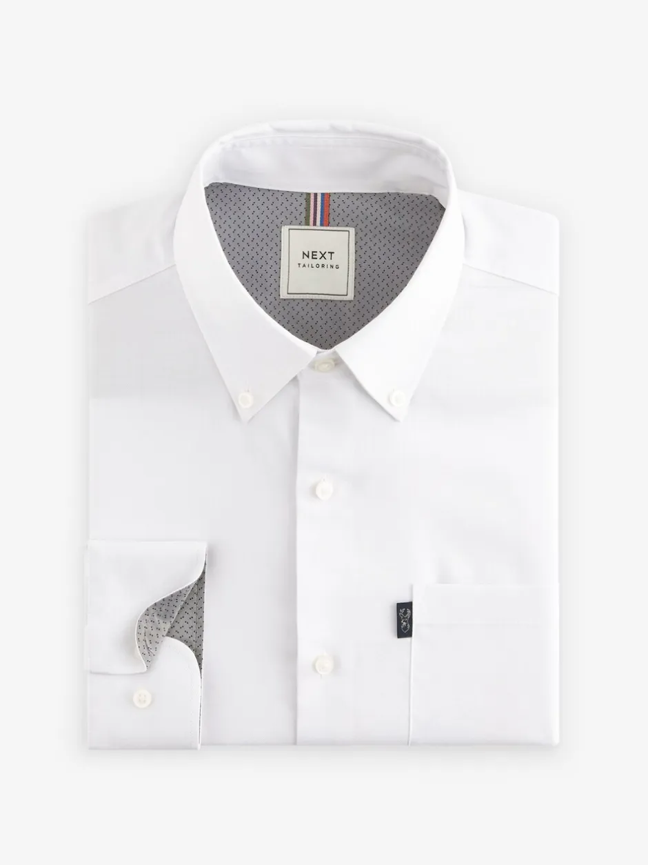 Formele Overhemden|Shirts|Next Wit - Normale Pasvorm - Gemakkelijk te strijken Oxford overhemd met doorlopende knopen