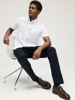 Shirts*Next Wit - Normale Pasvorm - Gemakkelijk te strijken Oxford overhemd met korte mouwen en knopen