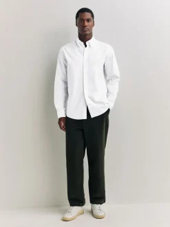Formele Overhemden|Shirts*Next Wit - Normale Pasvorm - Oxford-hemd met lange mouwen