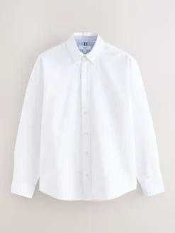 Formele Overhemden|Shirts*Next Wit - Normale Pasvorm - Oxford-hemd met lange mouwen