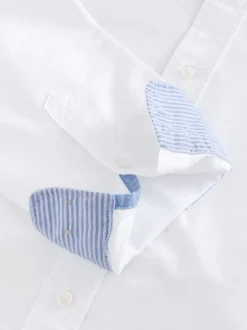 Formele Overhemden|Shirts*Next Wit - Normale Pasvorm - Oxford-hemd met lange mouwen
