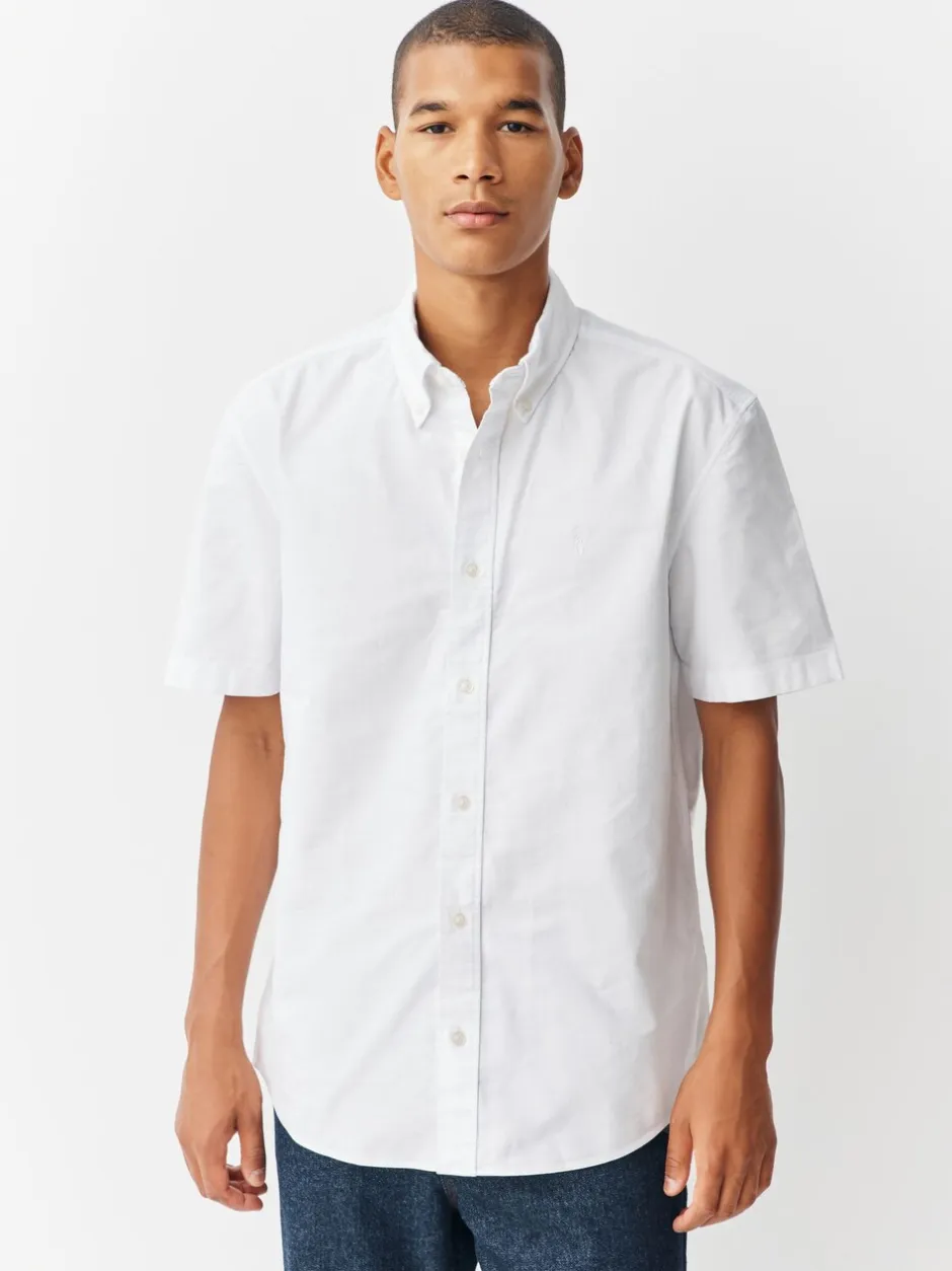 Formele Overhemden|Shirts*Next Wit - Normale Pasvorm - Oxford-overhemd met korte mouwen