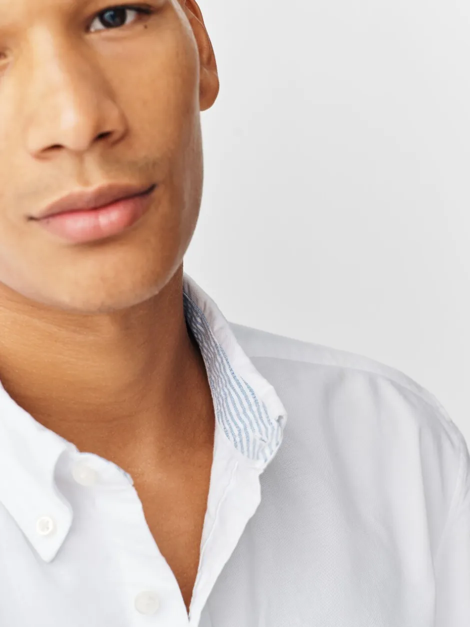 Formele Overhemden|Shirts*Next Wit - Normale Pasvorm - Oxford-overhemd met korte mouwen