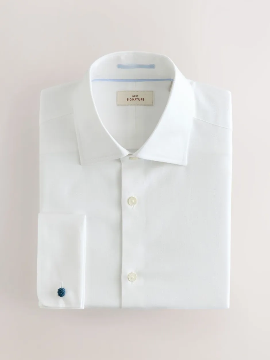 Formele Overhemden|Shirts*Next - Normale Pasvorm - Signature premium 100% katoenen overhemd met textuur Wit