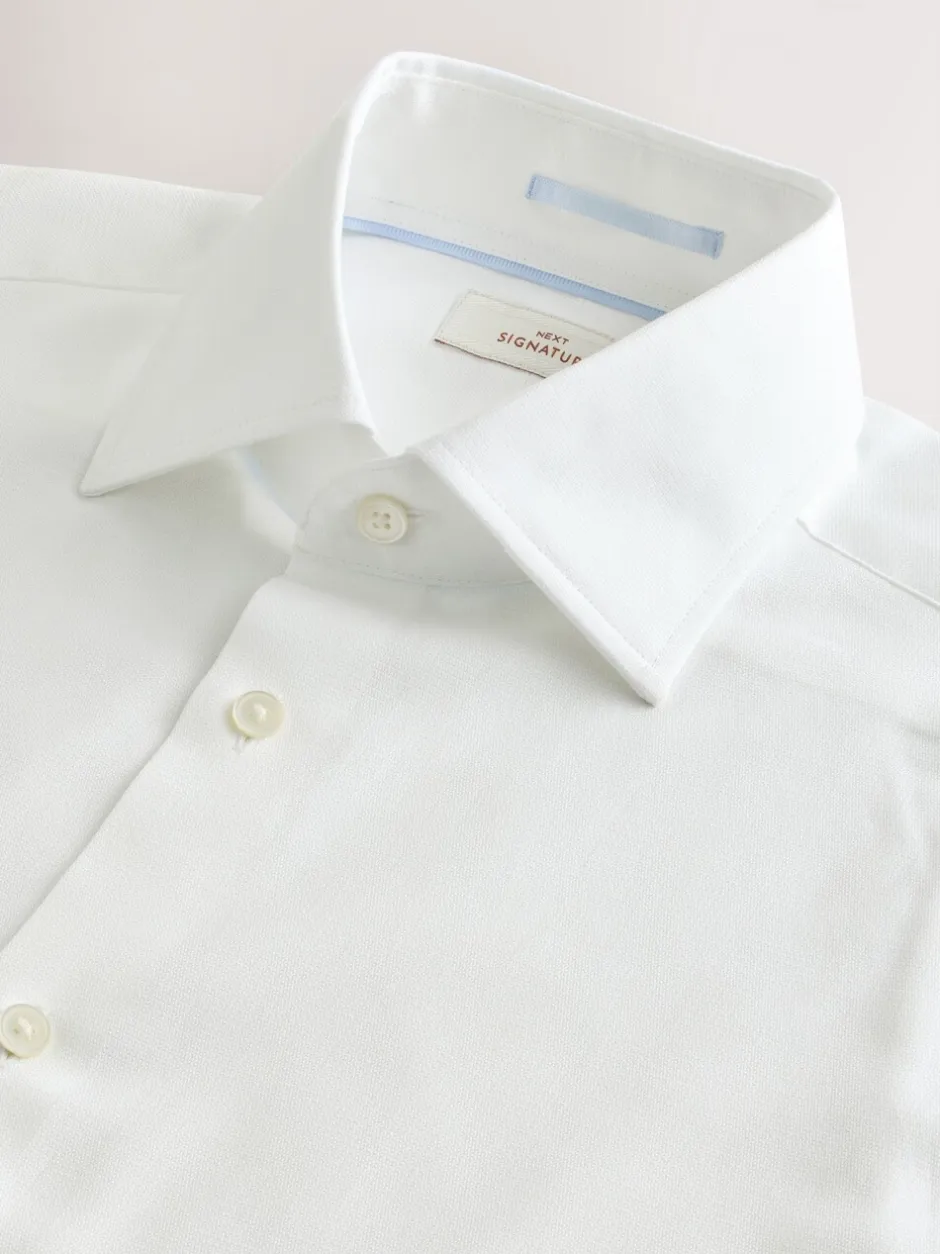 Formele Overhemden|Shirts*Next - Normale Pasvorm - Signature premium 100% katoenen overhemd met textuur Wit