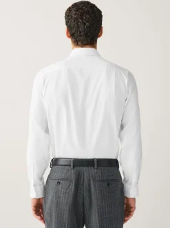 Formele Overhemden|Next Wit - Normale Pasvorm - Signature Textured Long Sleeve Shirt