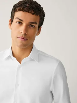 Formele Overhemden|Next Wit - Normale Pasvorm - Signature Textured Long Sleeve Shirt