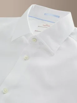 Formele Overhemden|Next Wit - Normale Pasvorm - Signature Textured Long Sleeve Shirt