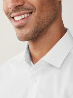 Formele Overhemden|Shirts*Next Wit - Normale Pasvorm - Strijkvrij net overhemd met enkele manchet