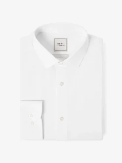 Formele Overhemden|Shirts*Next Wit - Normale Pasvorm - Strijkvrij net overhemd met enkele manchet