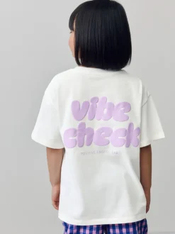 Tops|T-Shirts*Next Wit - Oversized T-shirt met grafische print (3-16jr)