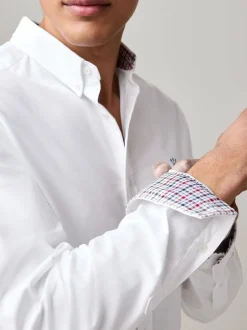 Formele Overhemden|Shirts|Next Wit - Oxford-stretchoverhemd met lange mouwen