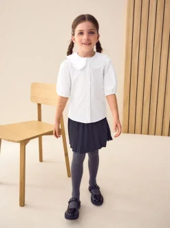 Overhemden En Blouses*Next Wit - Premium schoolblouse met kraag met ruches en hoog aandeel katoen (3-14 jr)