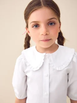 Overhemden En Blouses*Next Wit - Premium schoolblouse met kraag met ruches en hoog aandeel katoen (3-14 jr)