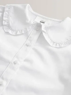 Overhemden En Blouses*Next Wit - Premium schoolblouse met kraag met ruches en hoog aandeel katoen (3-14 jr)
