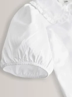 Overhemden En Blouses*Next Wit - Premium schoolblouse met kraag met ruches en hoog aandeel katoen (3-14 jr)