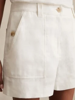 Shorts|Reiss - Ashby Linnen Shorts Wit
