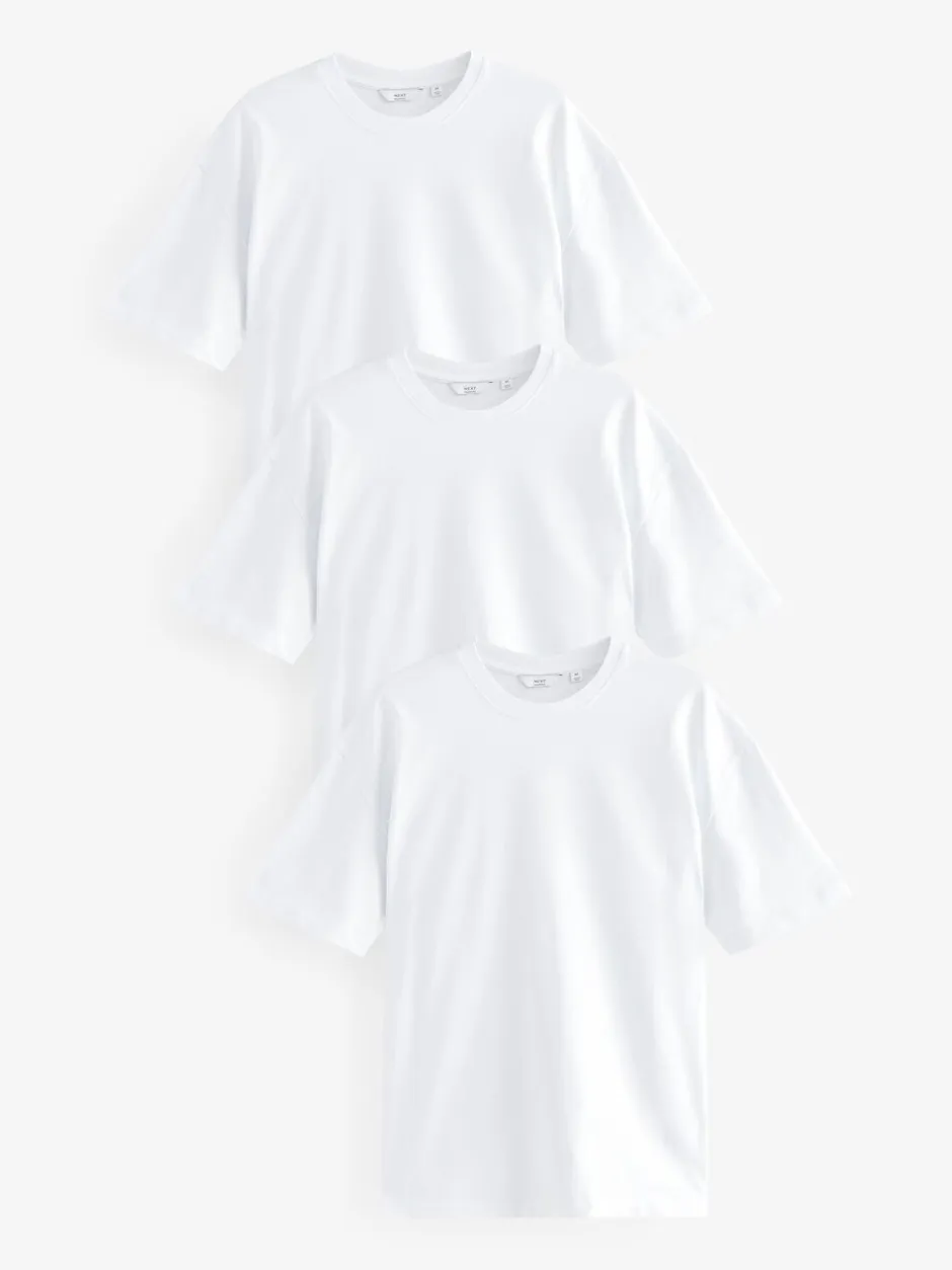 T-Shirts En Hemden|Next Wit - Relaxed fit - Verpakking van 3 T-shirts van zware stof