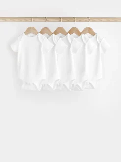 Rompertjes En Hemdjes|Rompertjes En Hemdjes*Next Wit - Rib Short Sleeve Baby Bodysuits 5 Pack