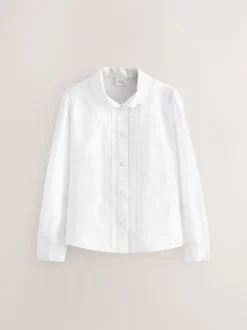 Overhemden En Blouses*Next Wit - Schoolblouse met lange mouwen en gegolfde kantafwerking (3-14 jr)