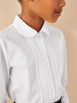 Schoolkleding|Overhemden En Blouses*Next Wit - Schoolblouse met lange mouwen en kantafwerking (3-14 jr)
