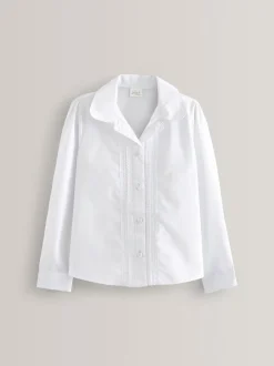 Schoolkleding|Overhemden En Blouses*Next Wit - Schoolblouse met lange mouwen en kantafwerking (3-14 jr)
