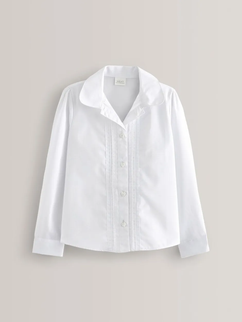 Schoolkleding|Overhemden En Blouses*Next Wit - Schoolblouse met lange mouwen en kantafwerking (3-14 jr)