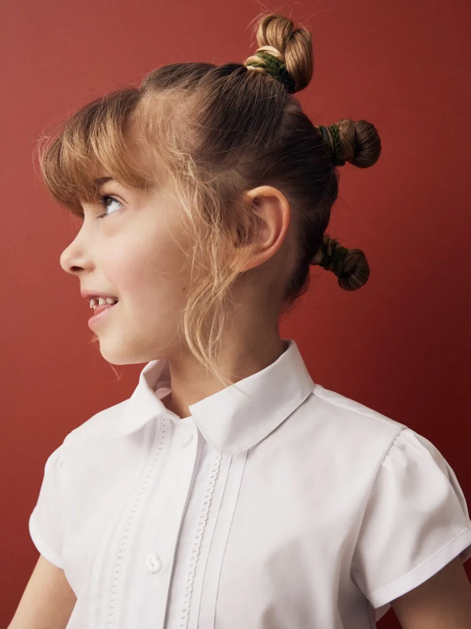 Overhemden En Blouses*Next - Schoolblouse met pofmouwen en kantafwerking (3-14 jr) Wit