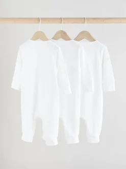 Babypakjes En Babypyjama's|Next Wit - Set van 3 babypyjama's zonder voetjes met tweewegrits van 100% katoen (0mnd -2jr)