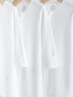Babypakjes En Babypyjama's|Next Wit - Set van 3 babypyjama's zonder voetjes met tweewegrits van 100% katoen (0mnd -2jr)