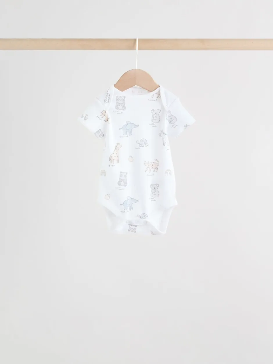 Rompertjes En Hemdjes|Rompertjes En Hemdjes*Next Wit - Set van 5 babyrompertjes met korte mouwen