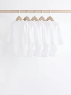 Rompertjes En Hemdjes|Rompertjes En Hemdjes|Next Wit - Set van 5 babyrompertjes met lange mouwen