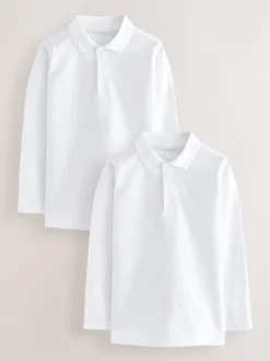 Schoolkleding|Next - Set van 2 poloshirts met lange mouwen (3-16jaar) Wit