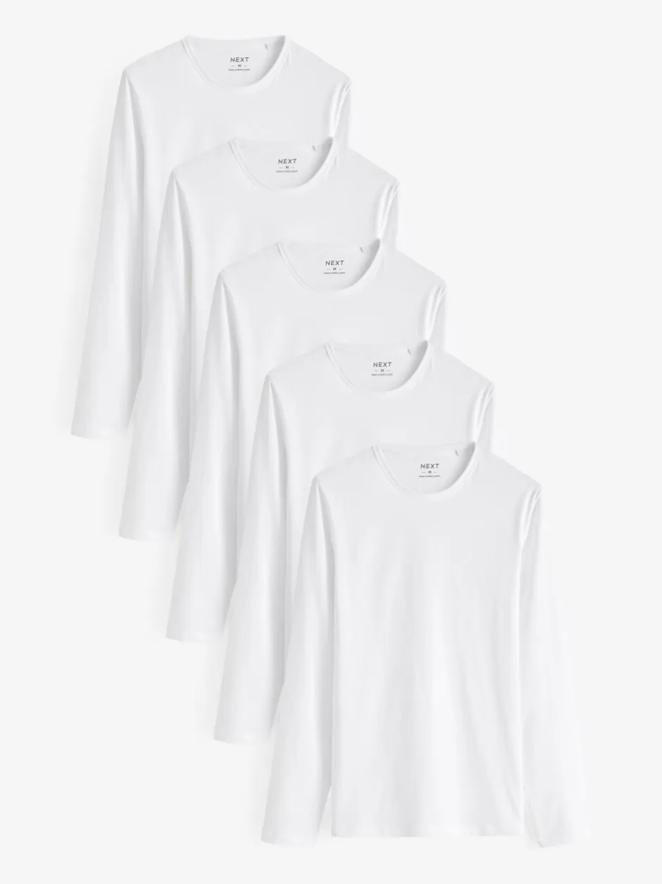Ondergoed|Ondergoed*Next - Set van 5 T-shirts met lange mouwen en laagjes Wit