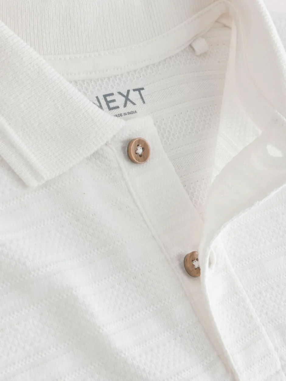 Shorts*Next Wit - Set van poloshirt met textuur en korte mouwen en shorts (3 mnd - 7 jr)