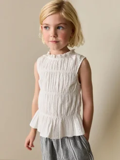 Overhemden En Blouses|Next - Shirred Sleeveless Blouse (3-16yrs) Wit