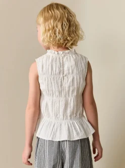 Overhemden En Blouses|Next - Shirred Sleeveless Blouse (3-16yrs) Wit