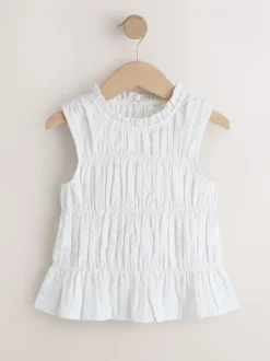 Overhemden En Blouses|Next - Shirred Sleeveless Blouse (3-16yrs) Wit
