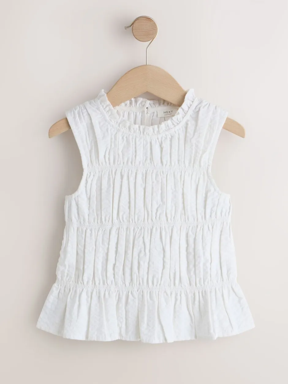 Overhemden En Blouses|Next - Shirred Sleeveless Blouse (3-16yrs) Wit