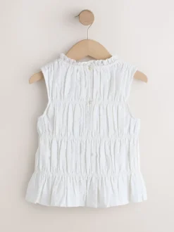 Overhemden En Blouses|Next - Shirred Sleeveless Blouse (3-16yrs) Wit