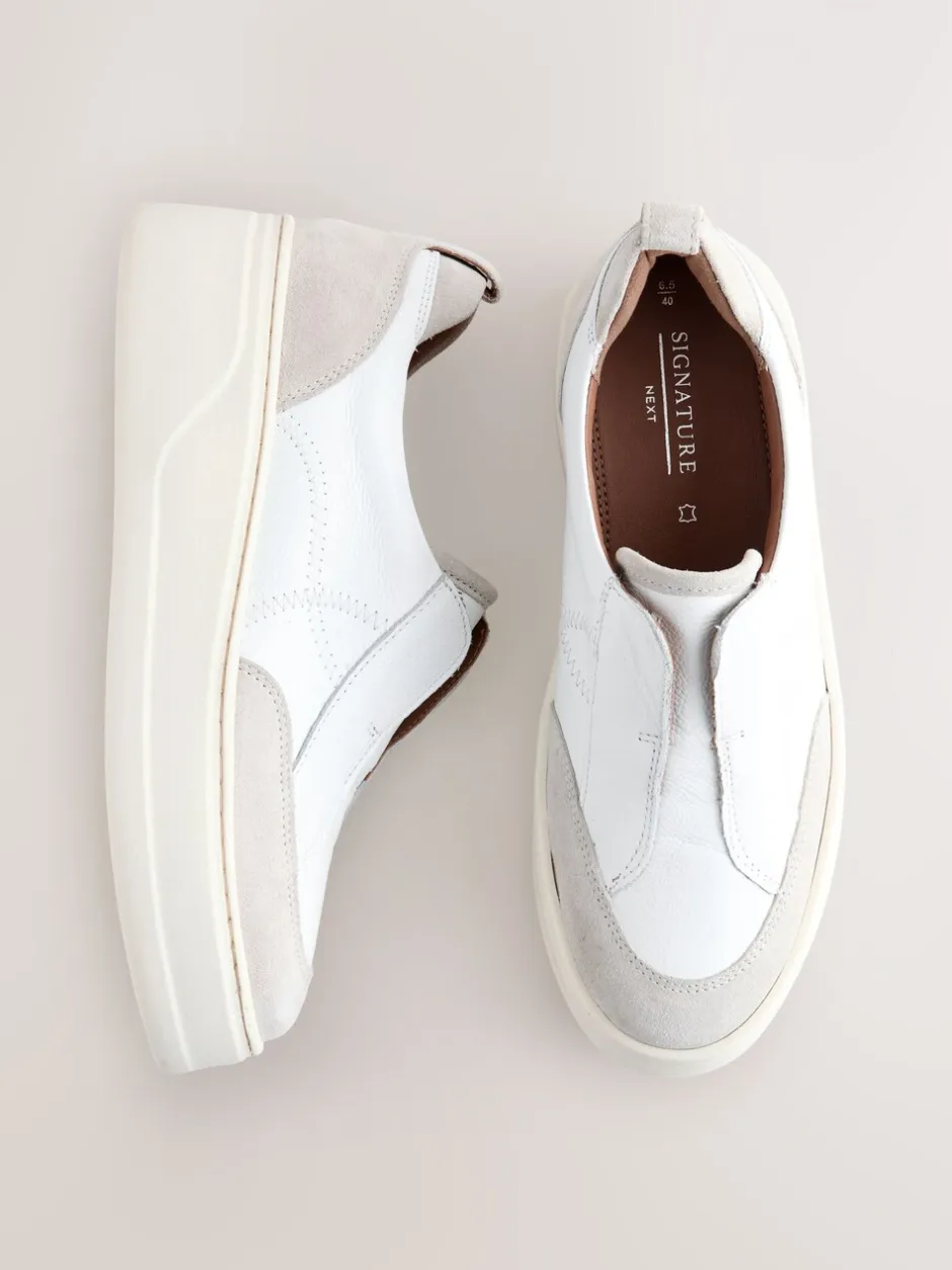 Sneakers*Next Wit - Signature leren instapsneakers met dikke zool en plateauzool