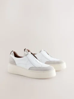Sneakers*Next Wit - Signature leren instapsneakers met dikke zool en plateauzool