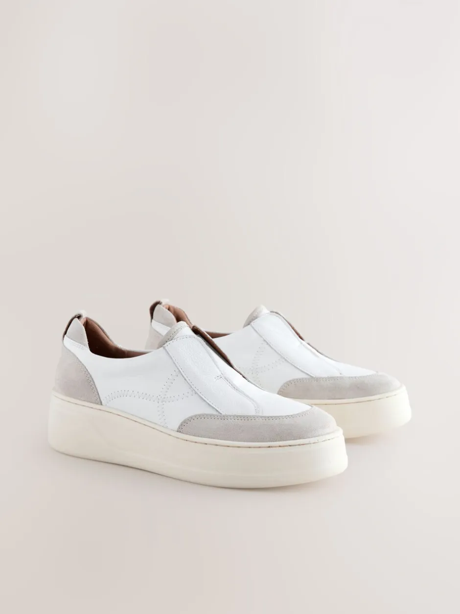 Sneakers*Next Wit - Signature leren instapsneakers met dikke zool en plateauzool