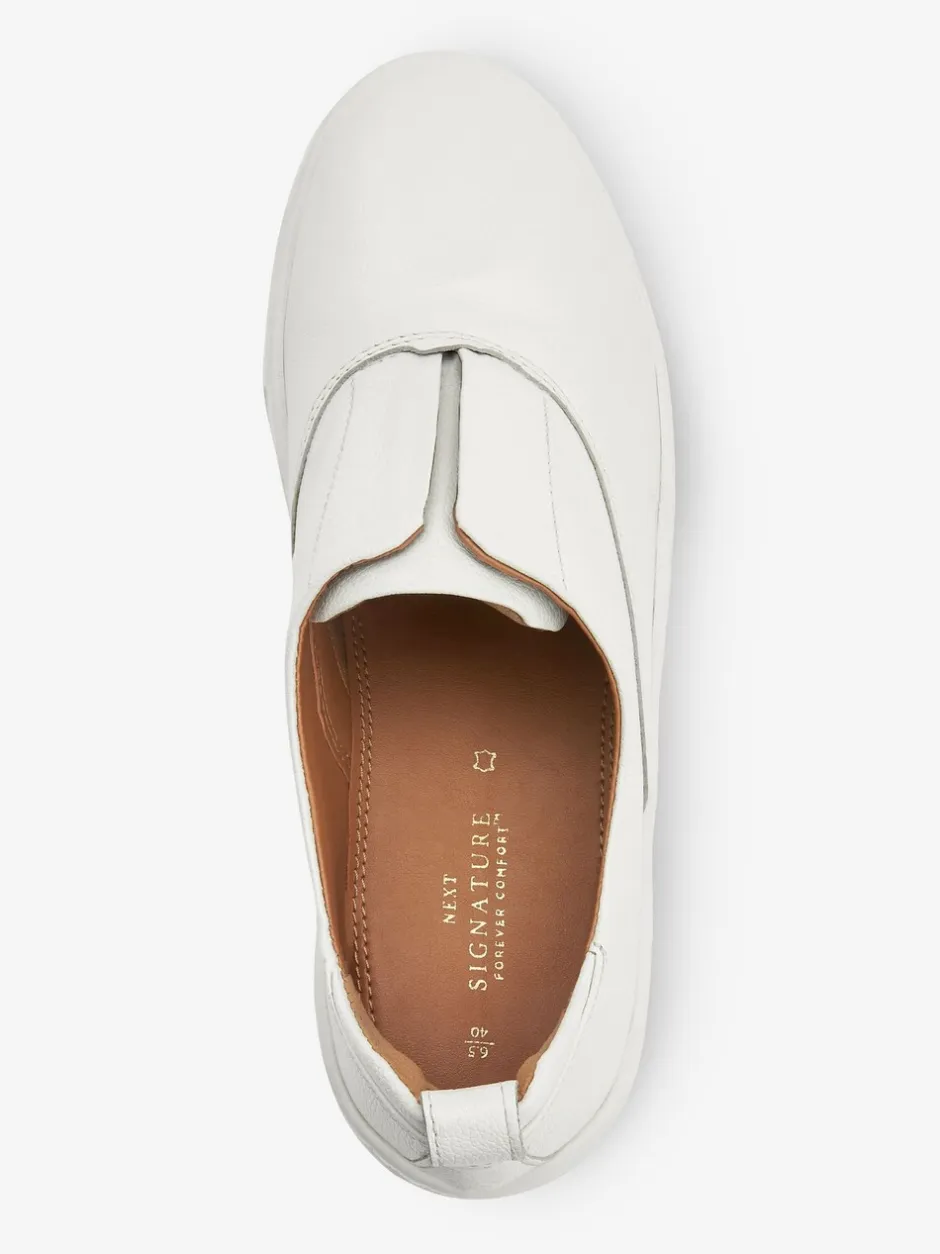 Sneakers|Next Wit - Signature leren sneakers met dikke plateauzolen en sleehak