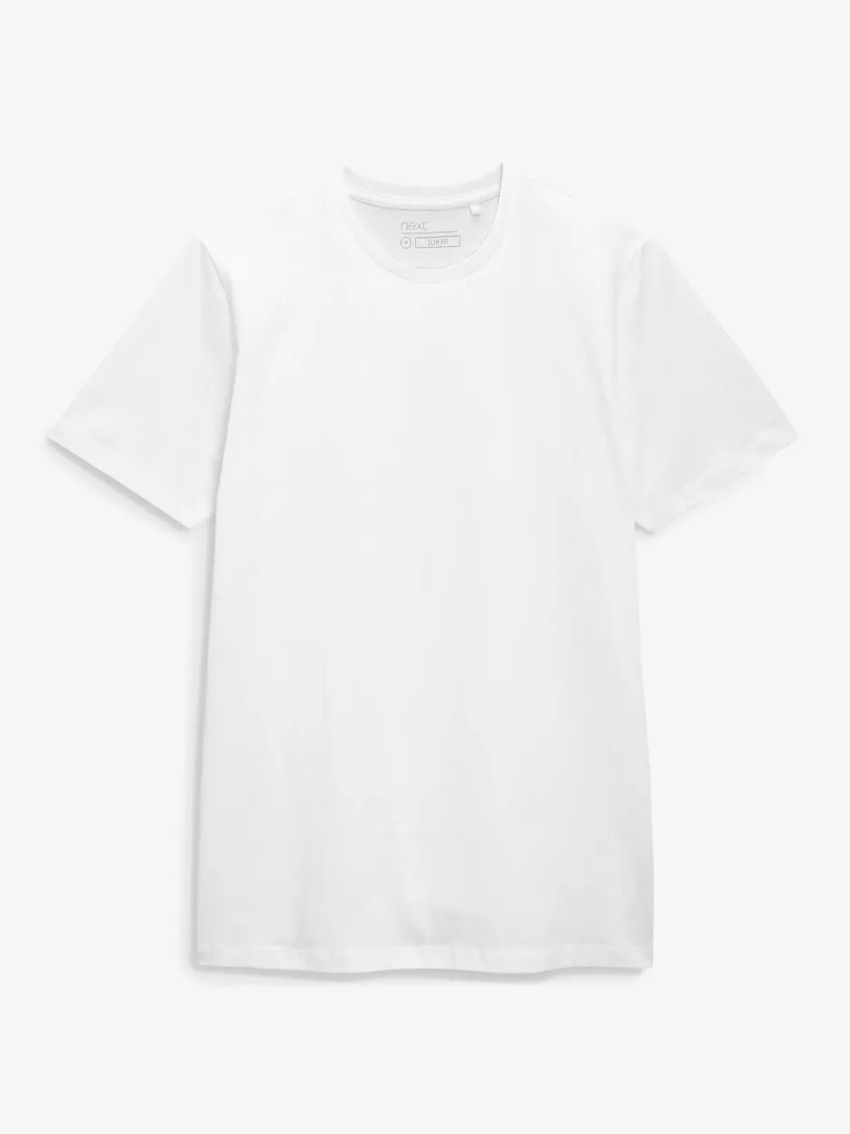 T-Shirts En Hemden|Next Wit - Slim Fit - Essentieel katoenen T-shirt met ronde hals