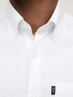 Formele Overhemden|Next - Slim Fit - Gemakkelijk te strijken Oxford overhemd met korte mouwen en knopen Wit