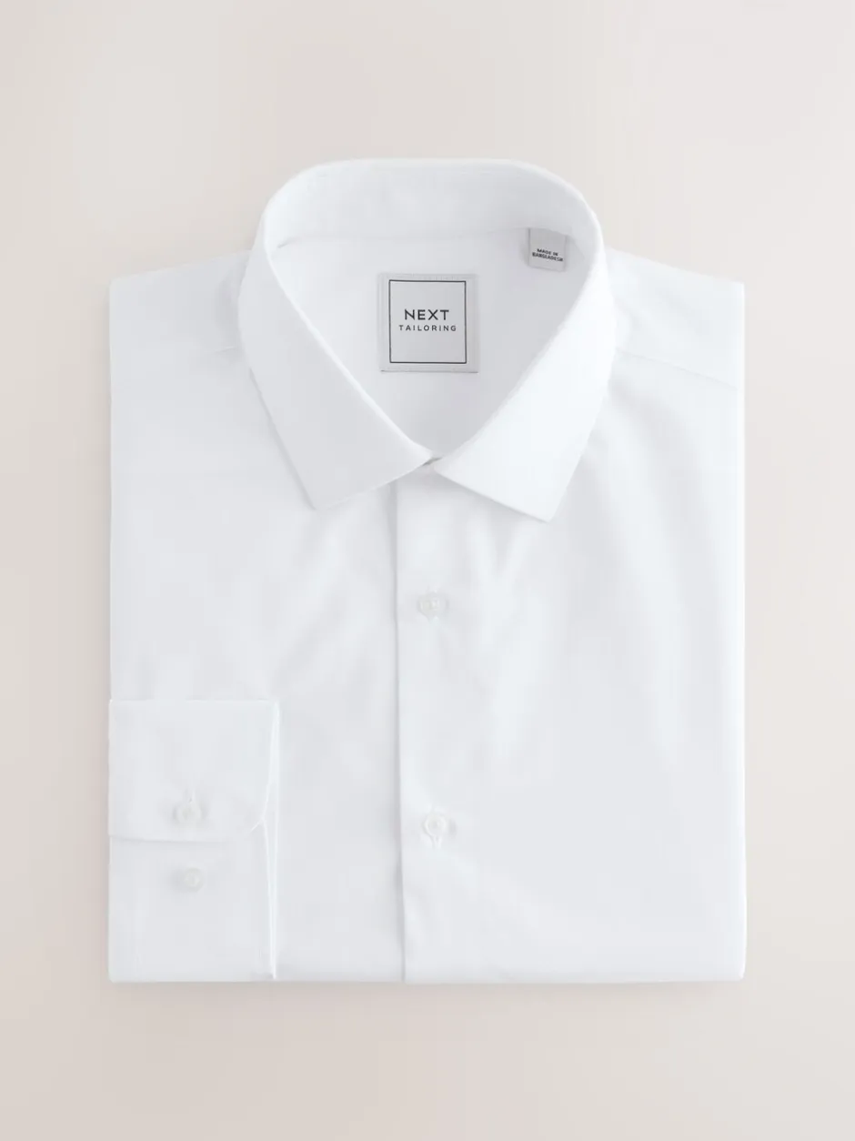 Formele Overhemden|Shirts|Next Wit - Slim Fit - Onderhoudsvriendelijke nette overhemden met lange mouwen met enkele manchetten, verpakking van 2