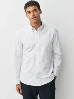 Formele Overhemden|Shirts*Next Wit - Slim Fit - Oxford-hemd met lange mouwen